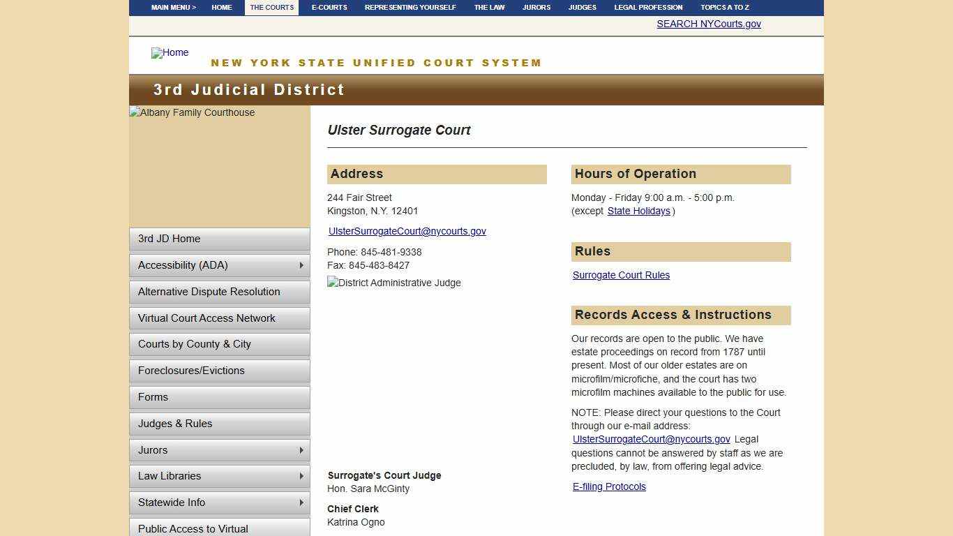 Ulster Surrogate Court - 3JD | NYCOURTS.GOV